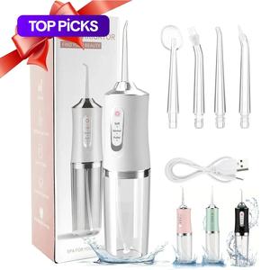 rechargeable water flosser, portable oral irrigator with 4 counts jet tips, waterproof teeth cleaner, 3 modes teeth cleaning tool for home & travel, valentine's day gift, birthday gifts ideas, water flosser for teeth