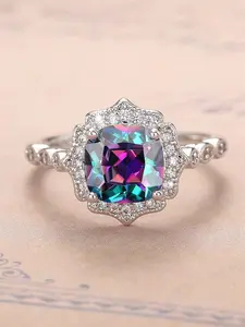 1Pc Elegant Cubic Zirconia Ring For Women For Wedding Engagement Anniversary Jewelry Valentine's Day Gift Solitaire Engagement Rings