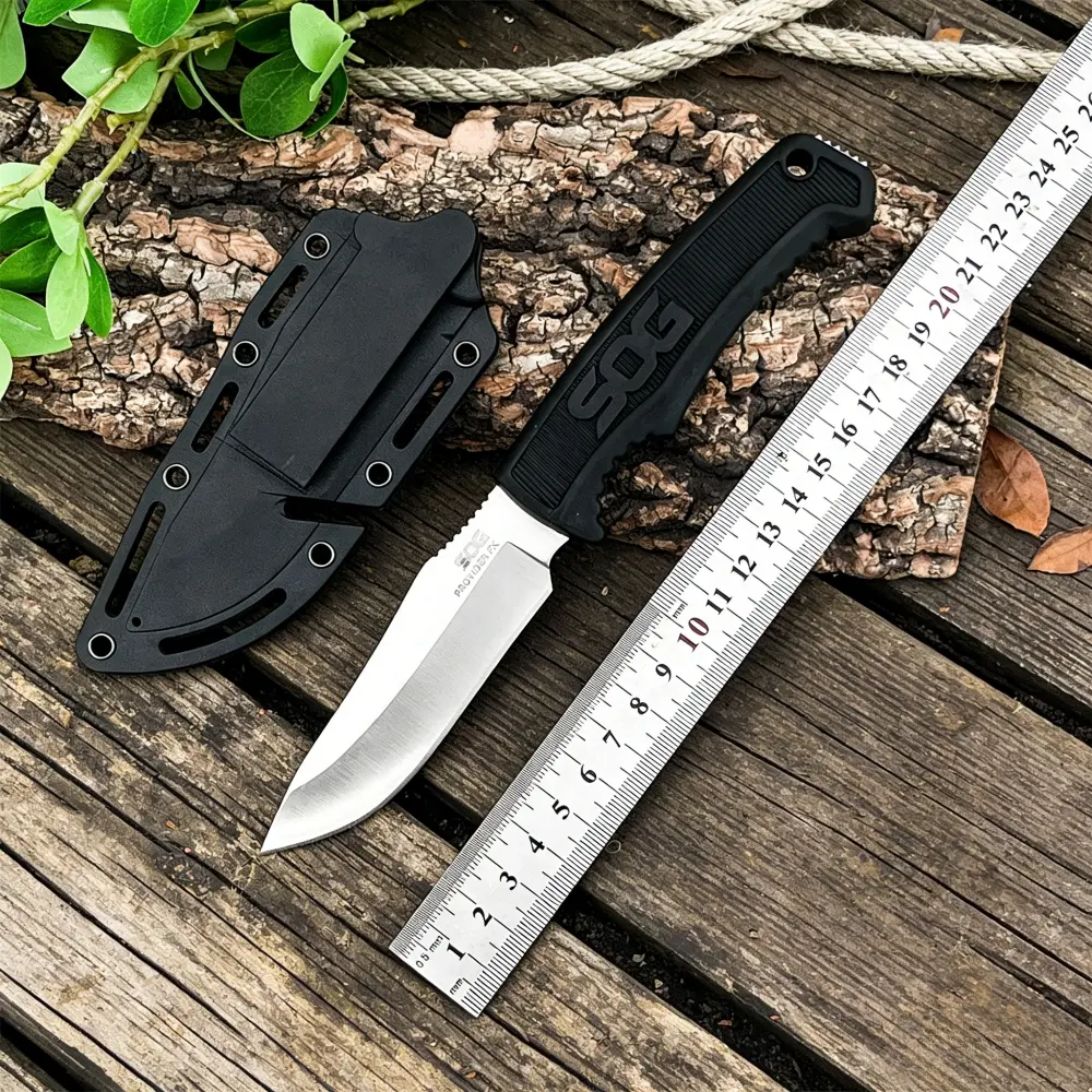 High-Hardness FK1001 Jungle Fixed-Blade Knife (with Sheath) 7Cr13Mov Stainless Steel Blade, Nylon Fiber Handle – Multi-Purpose Cutting EDC Survival Tool, Portable Rescue Outdoor Camping Knife, Survival Gear, Camping Portable Knives