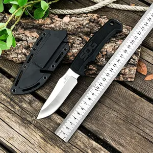 High-Hardness FK1001 Jungle Fixed-Blade Knife (with Sheath) 7Cr13Mov Stainless Steel Blade, Nylon Fiber Handle – Multi-Purpose Cutting EDC Survival Tool, Portable Rescue Outdoor Camping Knife, Survival Gear, Camping Portable Knives