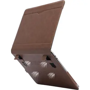 Compatible with MacBook Pro Leather Case 15 Inch 2016-2019 Release (A1990 A1707) Laptop Sleeve Protective Folio Book Cover with Vents, Dark Brown