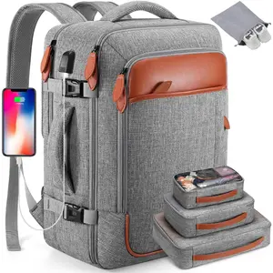 UKEIN & Miusse 40L Travel Laptop Backpack – Airline Approved Carry-On, Water-Resistant Expandable Weekender Bag with 4 Packing Cubes, Anti-Theft Business Backpack for Men & Women