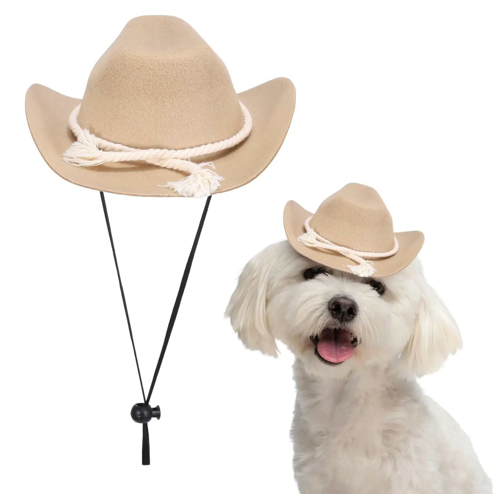 PETAXCELL Dog Cowboy Hat Mini Cowboy Hat for Pet with Chin Strap Adjustable Cosplay Cap Cotton Rope Decor/ Intended for Dogs and Cats / Halloween Costume / Party Decoration