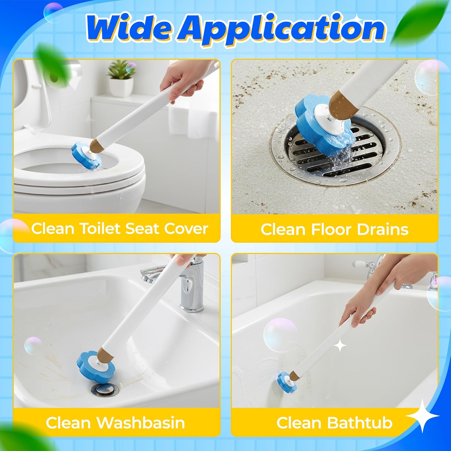 Toilet Bowl Wand Refills - 60 Count Disposable Replacement Brush Heads, Household Bowl Cleaners Refill Pads, Toilet Sponge Brush Scrubbers Cleaning Supplies for Home Washing Bathroom Bathtub