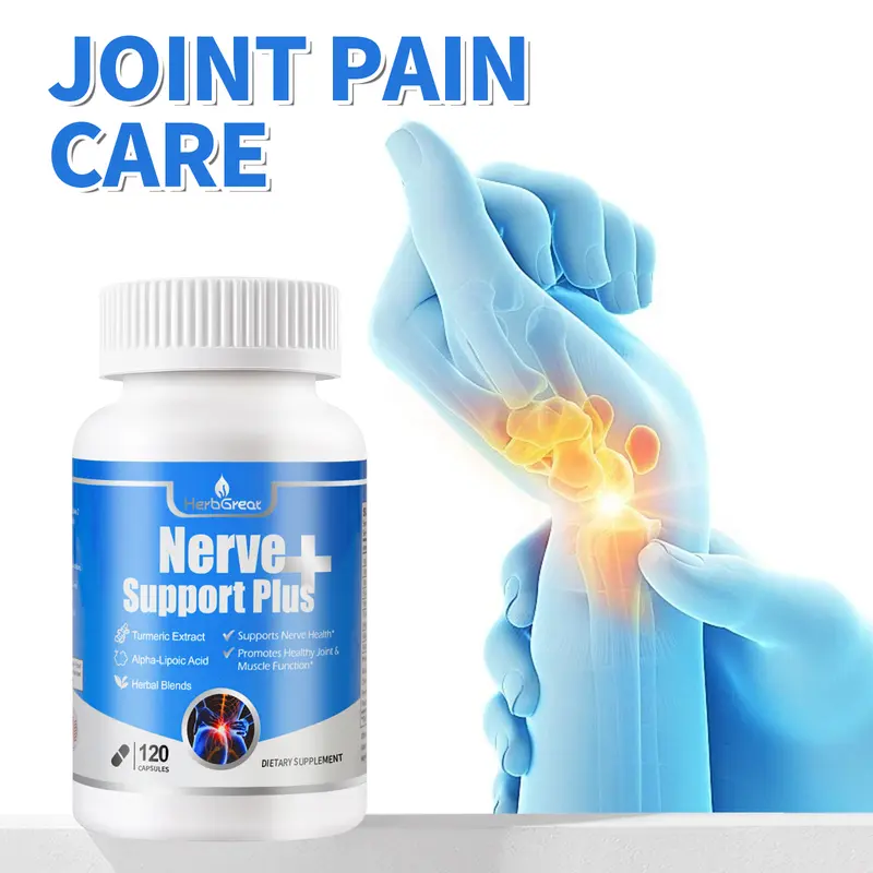 HerbGreat Nerve Support Plus  Sciatica, Neuropathy & Nerve Pain Relief  Supplement with Turmeric, B Vitamins, Alpha-
