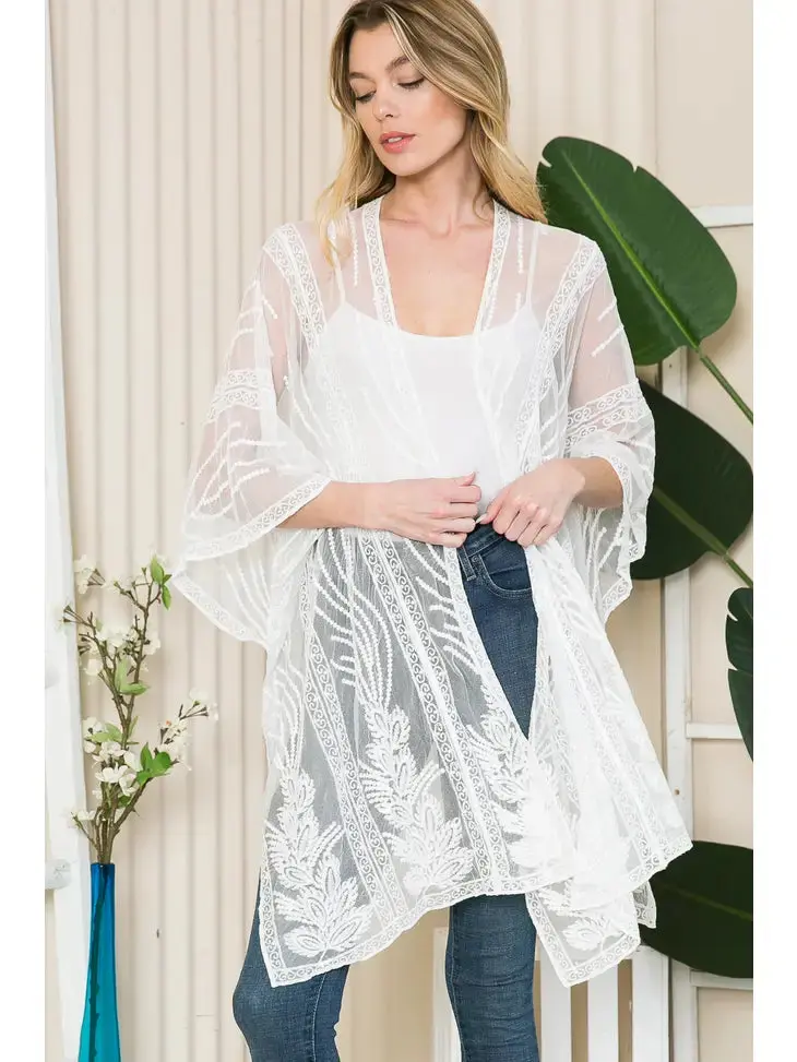 Romantic White Lace Duster Kimono