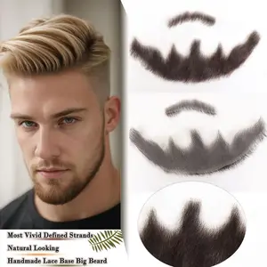 Suave Gentleman Refined Taste 100% Human Hair Handmade Lace base Beard Mustache For European White Men Daily Natural Looking Undetachable