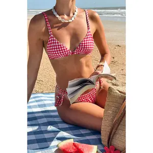 9.0 Swim Sumba Red Gingham Bikini Top