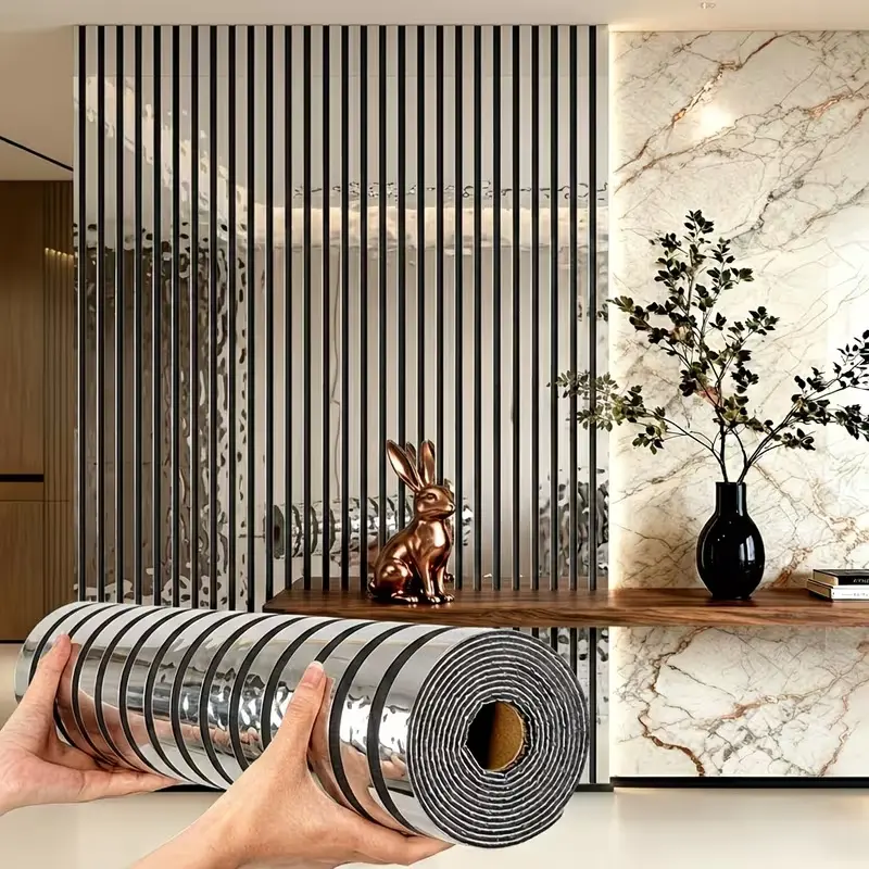 3D Metal Self-Adhesive Wall Sticker - Reflective Metallic Finish, Durable PVC Material, Easy Peel-and-Stick Application, Repositionable Decal Wall Decor for Living Room Home, Repositionable Wall Stickers, Decal Wall Stickers