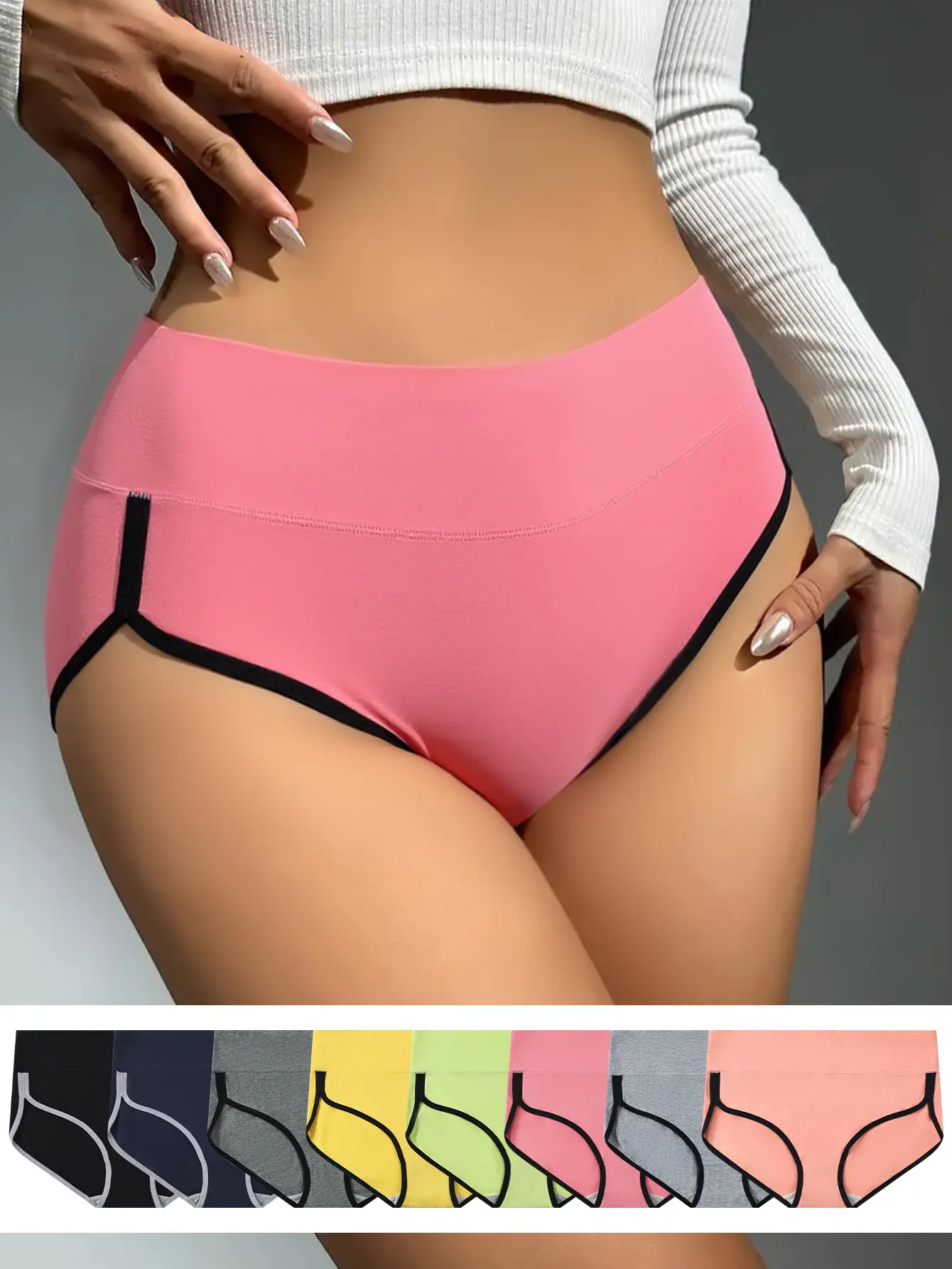 Hotcom Women's High-Waist Mixed Color (3/6-Pcs) Seamless Briefs Set - Fit, Stylish, Soft Tummy Control, Comfortable Plus Size Panties, Postpartum Support, Everyday Wear, Mixed Color（3Pcs）, Fashion, Style, Plus Sizes