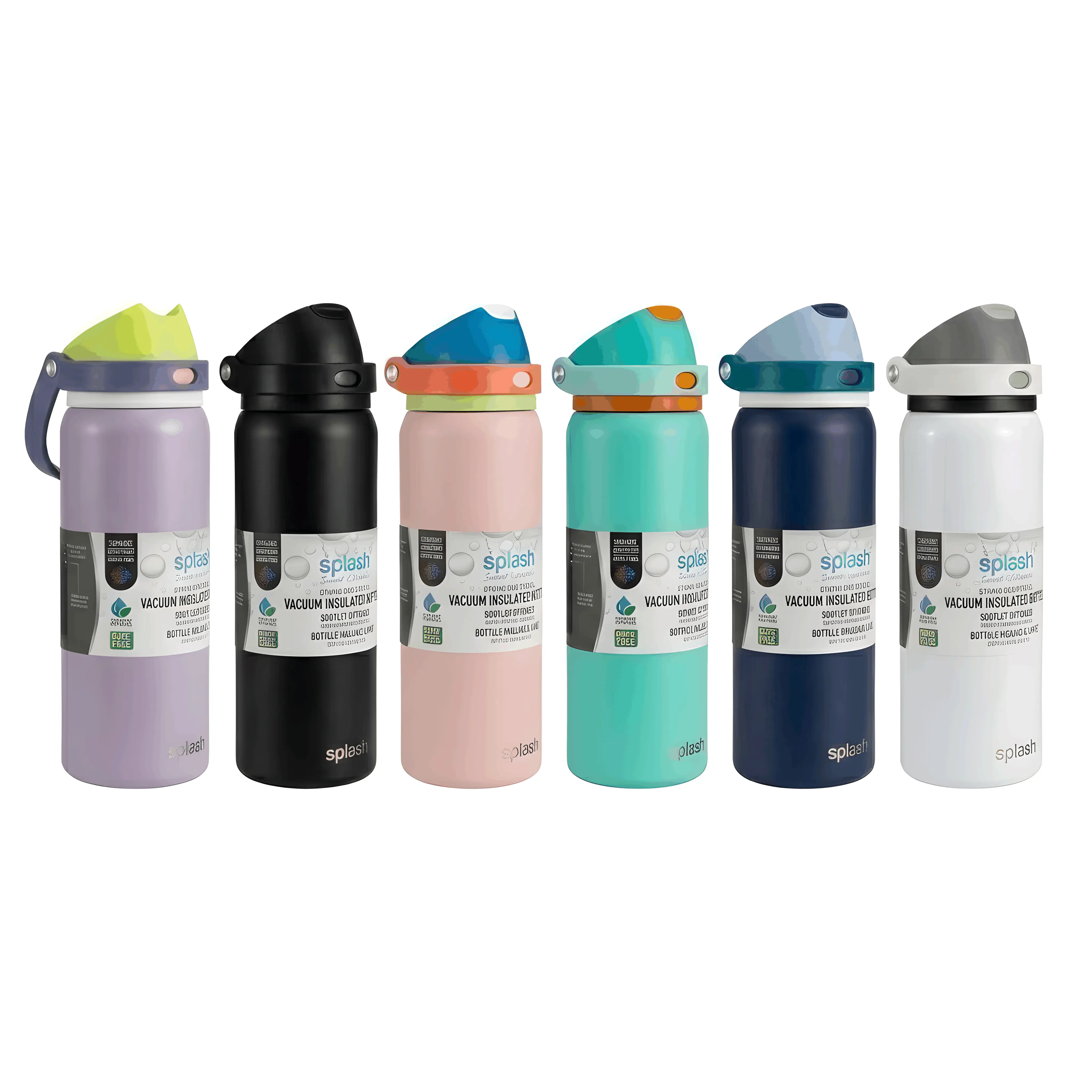 Splash 30oz Insulated Water Bottle with Straw | Stainless Steel Vacuum Flask Keeps Cold 24H Hot 12H Leakproof
