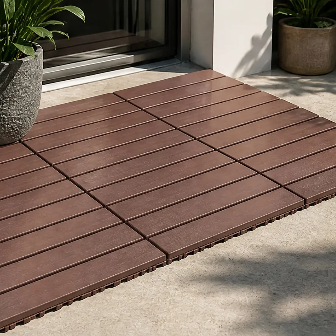 ARCH Brown Polypropylene Interlocking Deck Tiles - 22-Pack (22 Tiles, 44 Sq Ft), 12in W x 24in D x 0.78in H, 1.5lb Each, Interlocking Design, Easy Snap-Together Installation, DIY Flooring for Garden, Indoor/Outdoor Use
