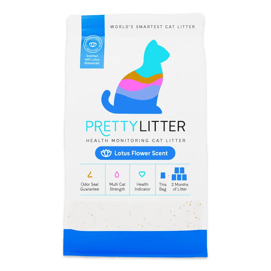 PrettyLitter Cat Litter For Illness Detection Wellness Lotus Flower Scent Health Monitoring Crystal Indicator 8lb
