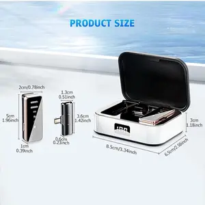 2PCS Wireless Lavalier Microphone with Charging Case for iPhone & Android, Mini Lavalier Microphone with 3Mode Denoise Clip, 3.34 Inch Design