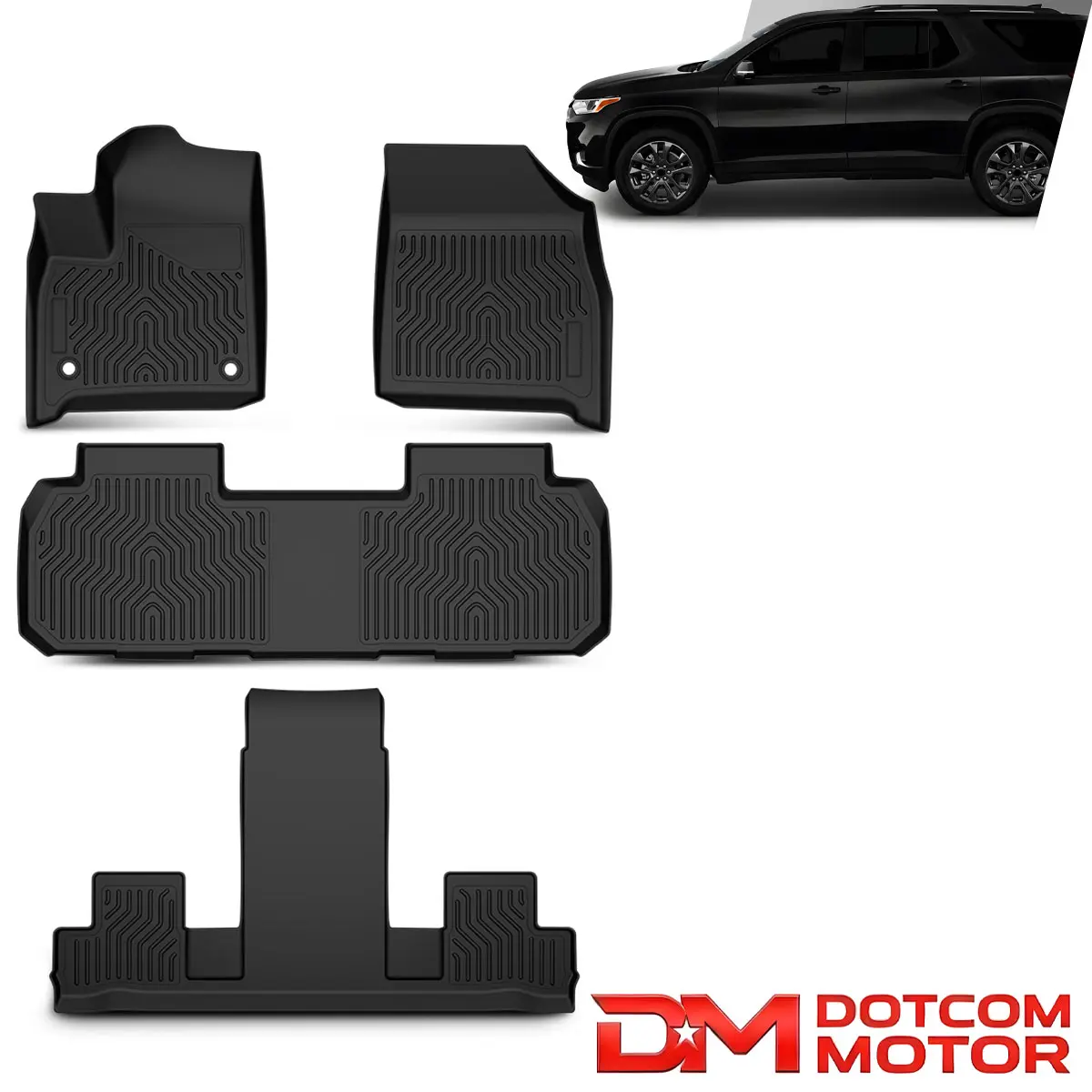 All Weather TPE Floor Mats Liners 7 Seat Rubber Fit For 18-25 Chevy Traverse