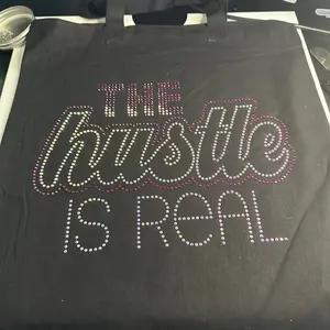 The Hustle Is Real  -  Sequin Rhinestone Tote Bag