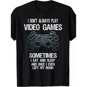 Men's Humorous Retro Video Game TShirt Featuring Classic Digital Print Suitable for Boys Teens and Adults Perfect Casual Gaming Attirefor Any Season