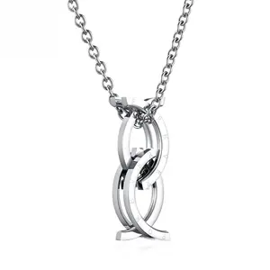 Titanium Steel Kiss Fish Transformation Rings Pendants Foldable Deformation Stainless Steel Necklace
