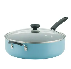 Easy Clean 6 Quart Aluminum Covered Jumbo Cooker Skillet with Helper Handle Cookware Lid