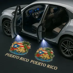 Puerto Rico LED Car Door Lights – Coquí, Bandera, Luces LED para Puertas de Auto