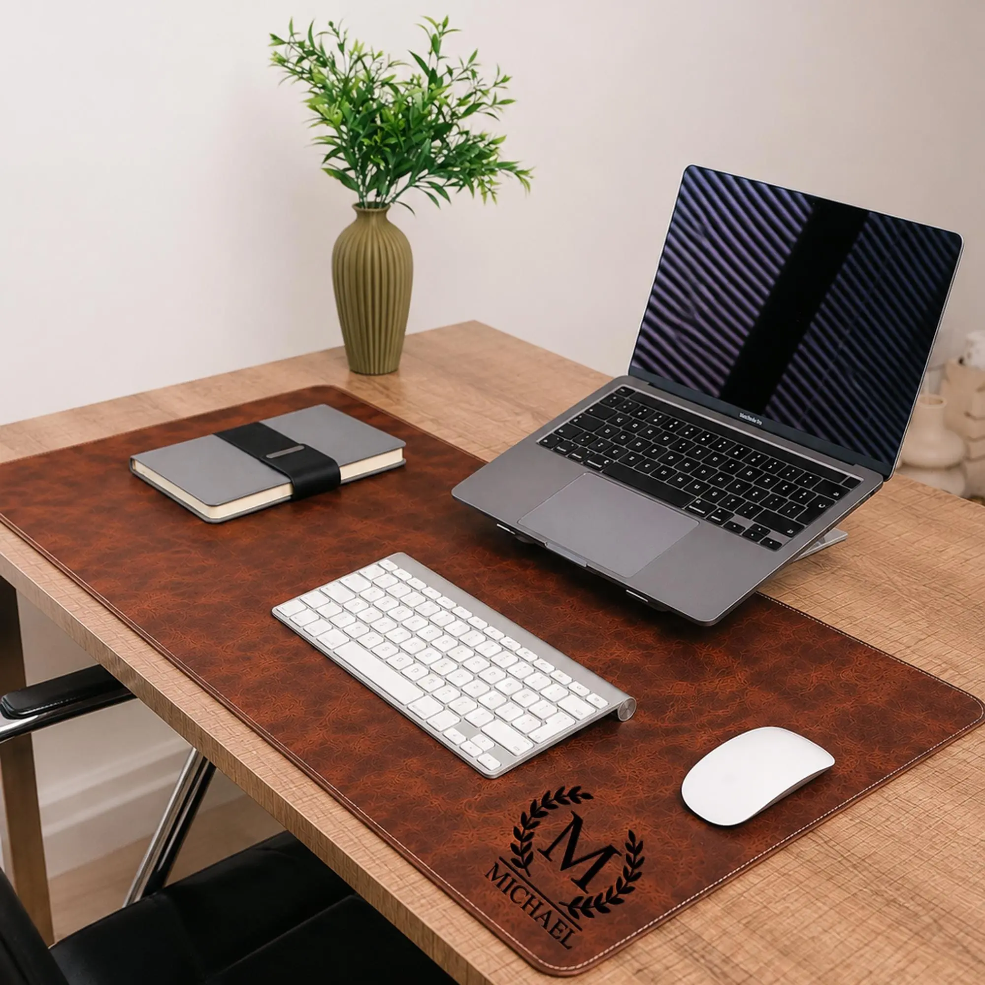 Premium Leather Desk Mat - Classic, Protective, Engravable Multi-Size Laptop/Mouse Pad, Non-Slip Office Desk Protector, Office Decor Gift with Custom Name Engraving