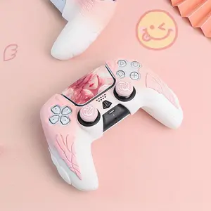 Silicone Game Controller Protective Case with Touch Screen Sticker & Rocker Cap, 1pc Durable Fashion Design Game Controller Protector for PS5