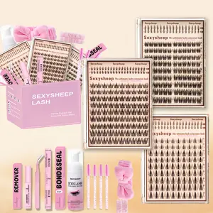 Mixed Style False Eyelash Kit, Manga Look Lash Extension with Glue, Remover, Mascara, Tweezers, Brushes, Headband, Wristbands, Christmas Gift