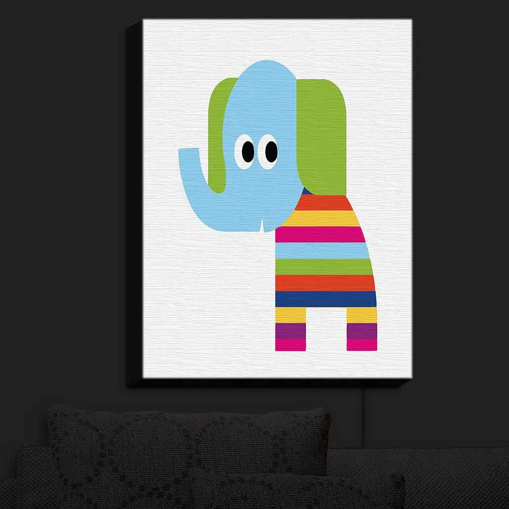 Illuminated Wall Art, Hand Made by DiaNoche Designs |  Angelina Vick - Rainbow Elephant