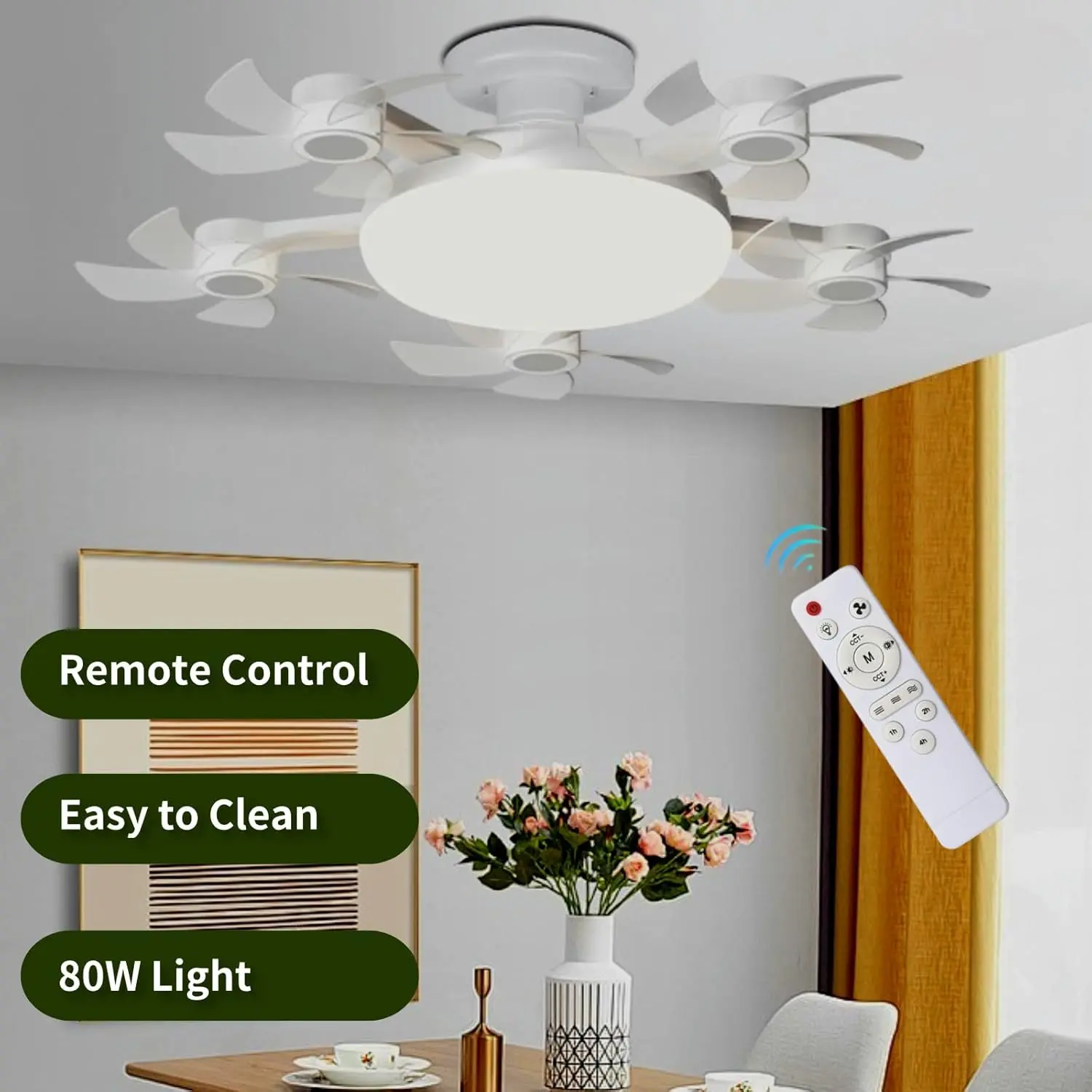 80W  Socket Fan Light Foldable LED Ceiling Fan Lamp with Remote Control 3‑Speed Wind No‑Strobe Eye‑Protective Light for Bedroom Living Room Home Decoration #ceilingfan #homedecor