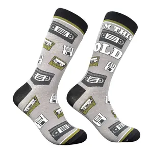 Men's Im This Old Socks Funny Sarcastic Retro Video Tape Graphic Novelty Footwear For Men Funny Graphic Socks Comfortable Fitted Spandex Cotton