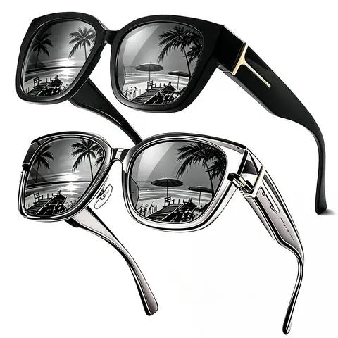 【FitOver Sunglasses】Women's Fit Over Prescription Sunglasses - Oversized Square Full-Rim Plastic Frames Mirrored Polarized , UV400 Protection, Trendy Sunglasses, Unisex Fashion Accessory for Summer Wins, Accessories for Women The Choice of Gifts