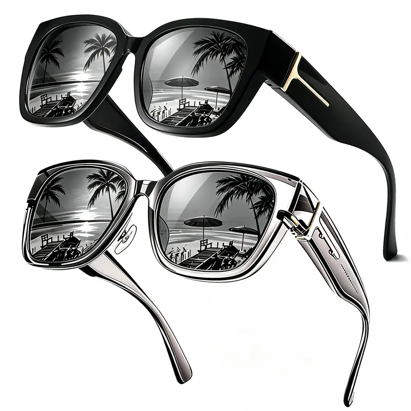 【FitOver Sunglasses】Women's Fit Over Prescription Sunglasses - Oversized Square Full-Rim Plastic Frames Mirrored Polarized , UV400 Protection, Trendy Sunglasses, Unisex Fashion Accessory for Summer Wins, Accessories for Women The Choice of Gifts