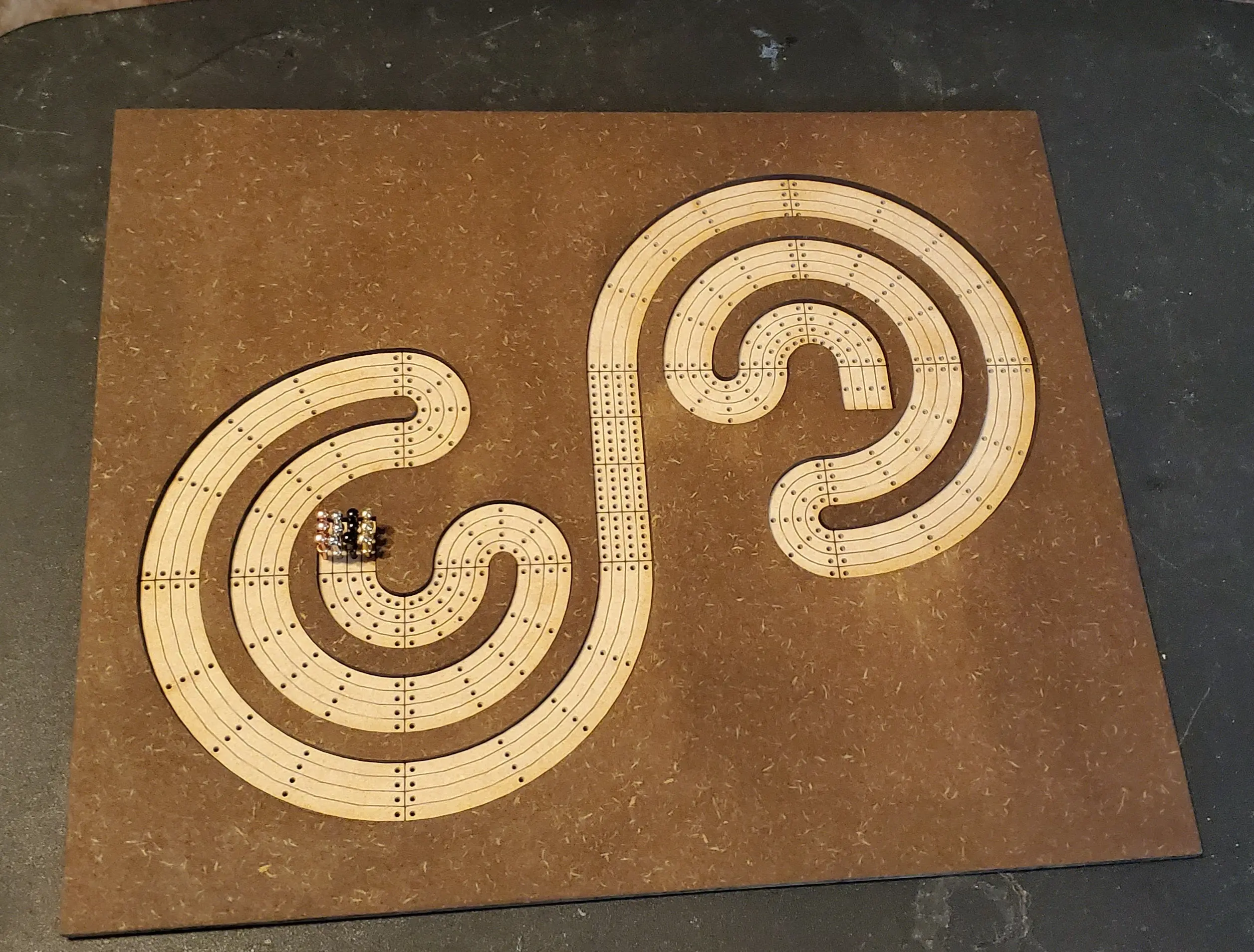 4 Lane Double Spiral Cribbage Board