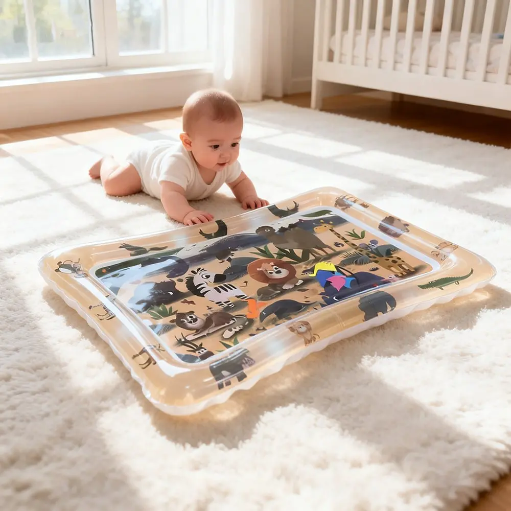 Baby Room Water Pad, Inflatable Baby Water Mat, PVC Summer Air Conditioning Floor Mat, Kids Indoor Square Water Pad, Summer Ice Pad, Tummy Time Water Mat, Water Mat For Babies, Tummy Time Play Mat