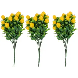 PRETYZOOM 3Pcs Artificial Branches Stems with Realistic Artificial Lemons Faux Fruit Tree Branches Greenery Decoration for Spring Kitchen Decor and Home Flower Arrangement Props