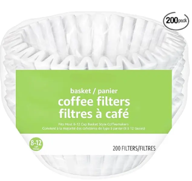Basket Coffee Filters for 8-12 Cup Coffee Makers, White, 200 Count Basket Coffee Filters for 8-12 Cup Coffee Makers, White, 200 Count