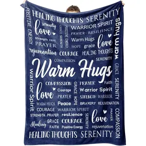 Warm Hugs Healing Blanket - Cancer Gifts for Women Men, Get Well Soon Gift for Friend Family, Sympathy Inspirational Blanket, Soft Comfort Throw Blankets 50"x60"a