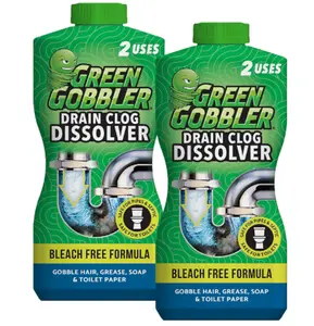 Green Gobbler Liquid Hair Drain Clog Remover & Cleaner, For Toilets, Sinks, Tubs - Septic Safe, 2 Pack Household Soap Cleaning