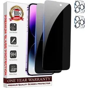Entronix 4-Pack for iPhone 16 Pro, 2 Anti-Spy Privacy Tempered Glass Screen Protectors & 2 Camera Lens Protectors Protection Smartphone