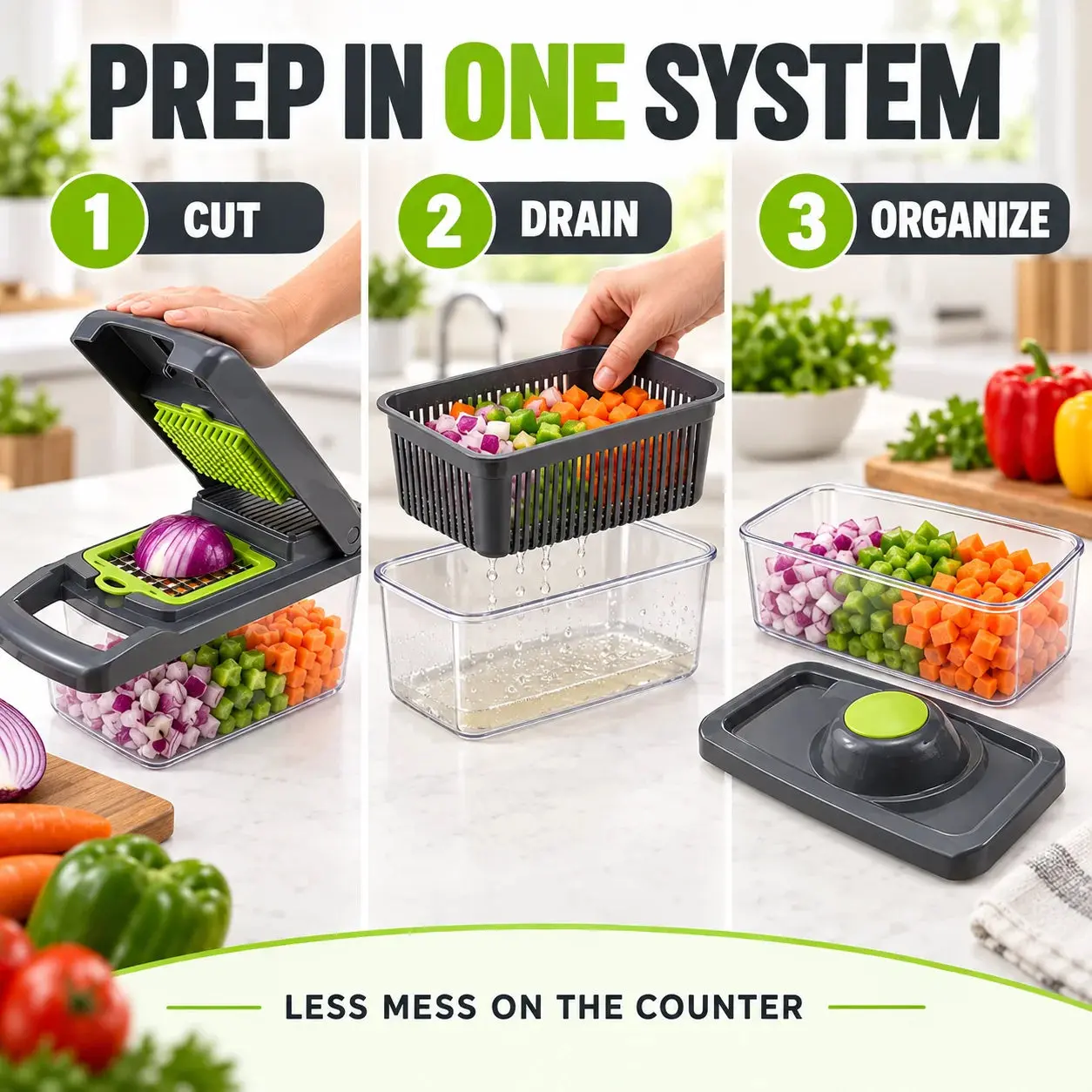 7-Blade Vegetable Chopper with Container
