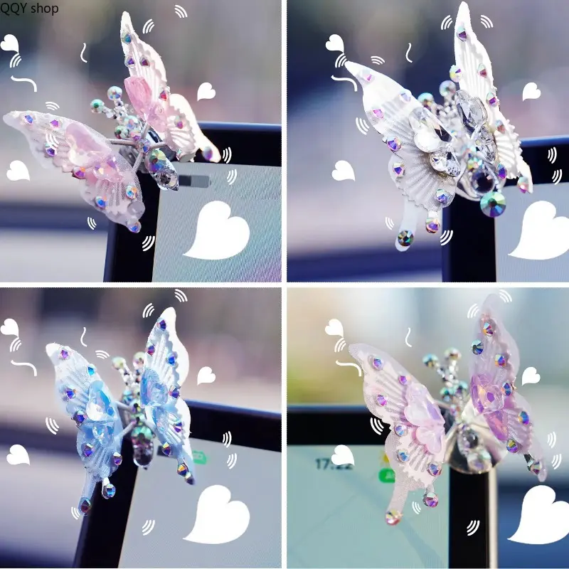 4Pcs Flying Butterfly Decor, Moving Butterfly Wall Stickers, Pink & Purple 3D Butterfly Ornaments, Aesthetic Multipurpose Decor, Cute Car Charm & Auto Interior Accessory, Stylish Room Decor for Girls Bedroom, Home Wall Art & Girly Gift