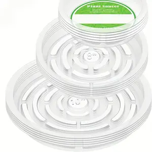 15 Pack of 6, 8, 10 Inches Clear Plant Saucers Flower Pot Trays, with 15 Pcs Plant Labels, Plastic Plant Drip Trays for Indoor Outdoor Plants Garden, 5pcs of Each Size
