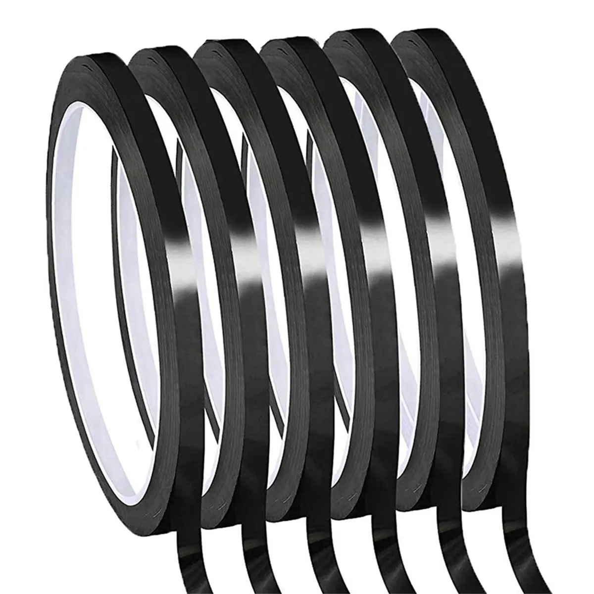 Black Plastic Self-Adhesive Whiteboard Pinstripe Tape - 6 Rolls of 1/8In Thin Dry Erase Gridding Tape, Strong Silicone Adhesive, Easy to Stick, No Residue, for Crafts, Decorations, Daily Use