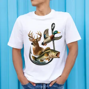 Deer, Duck , Fish and Hook Direct To Film Print, DTF Print, Ready To Press Print For T-Shirts
