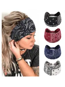 Bohemian women's wide cotton elastic headband headband, sports headband, sweat wicking cotton headband, headband headband, headscarf, Workout Headband, Sweat Absorbing Headband