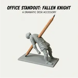 Funny Fallen Knight Pen Holder - 3D Printed Creative Desk Organizer, Novelty Pen Stand, Unique Office Decor, Stress Relief Desk Accessory, Hilarious Gift for Coworkers, Fantasy Knight Pen Holder