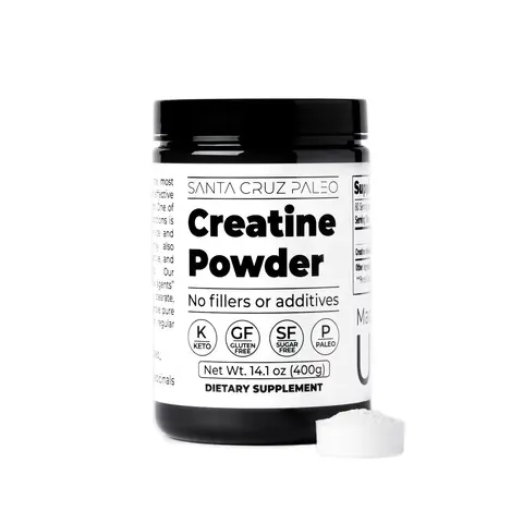 Santa Cruz Paleo Creatine Monohydrate Powder - 80 Servings - Pre Workout Drink Mix For Muscle Growth and Energy Support - Micronized, Unflavored, Gluten Free, Keto, Mix with Water or Shakes, No Fillers or Additives