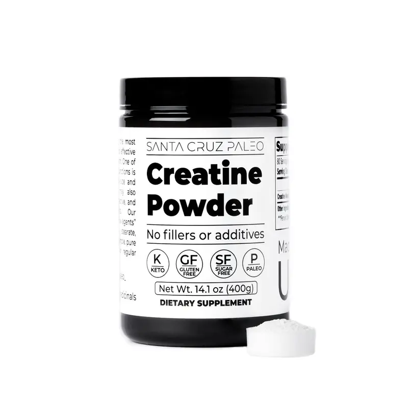 Santa Cruz Paleo Creatine Monohydrate Powder - 80 Servings - Pre Workout Drink Mix For Muscle Growth and Energy Support - Micronized, Unflavored, Gluten Free, Keto, Mix with Water or Shakes, No Fillers or Additives