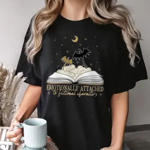Emotionally Attached To Fictional Characters Shirt, Funny Book Lover Gift, Fourth Wing Dragon Rider Unisex Sweatshirt, Retro Bookish T-Shirt, Dragon Lovers Tee