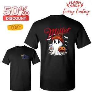 [SALE OFF 50%] Miler Lite Ghost Cute Pumpkin Halloween 2 Sided T-Shirt, Miler Lite Shirt For Men And Women, Halloween Pumpkin Trendy Shirt